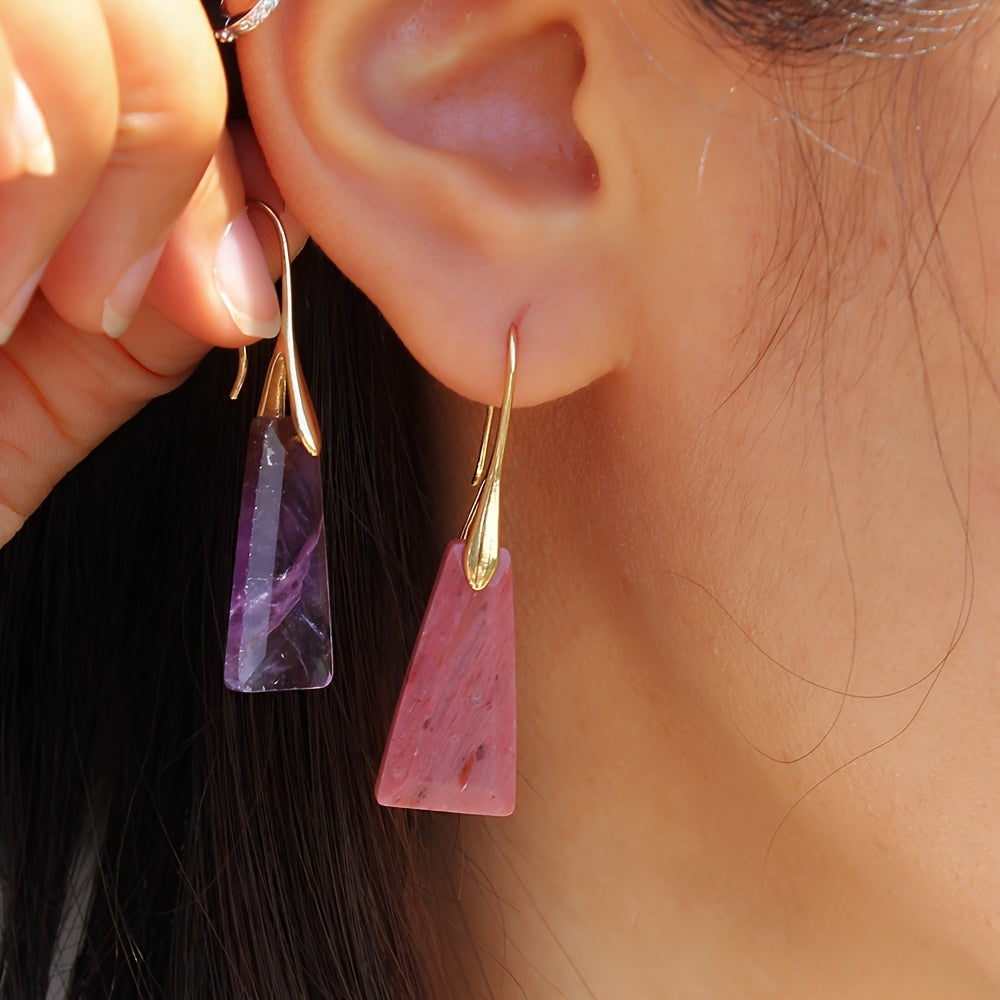 Boho Geometric Stone Drop Earrings