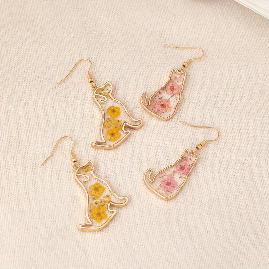 Floral Friend Silhouette Dangle Earrings