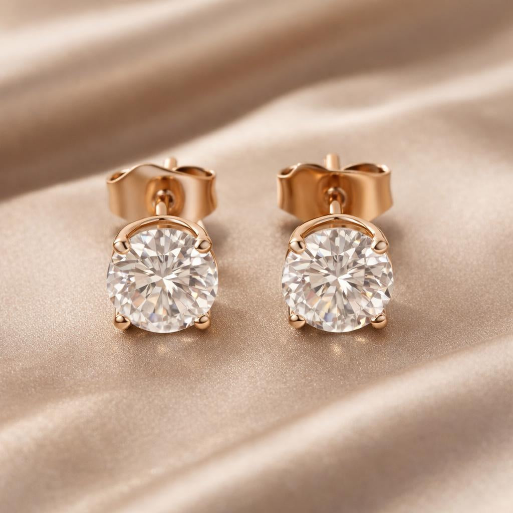 White Gold Zirconia Stud Earrings