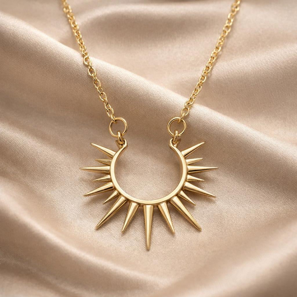 White Gold Sunflower Pendant Necklace