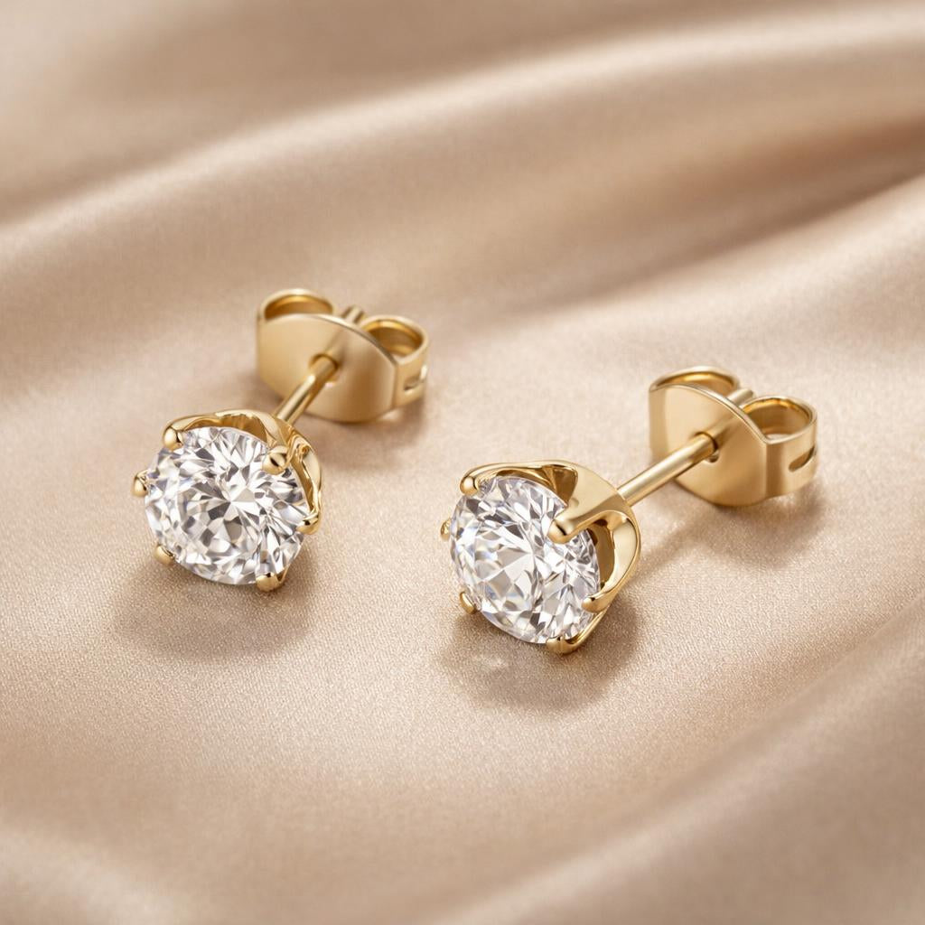 White Gold Zirconia Stud Earrings