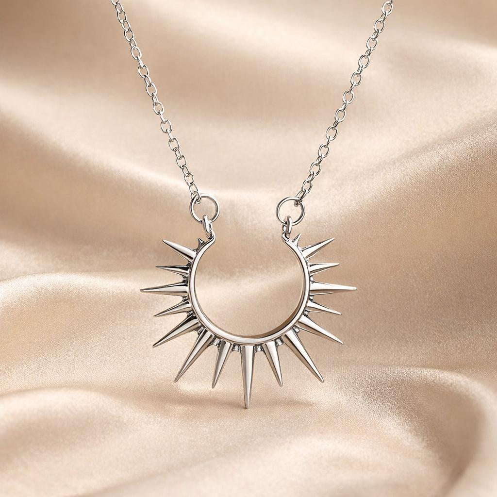 White Gold Sunflower Pendant Necklace