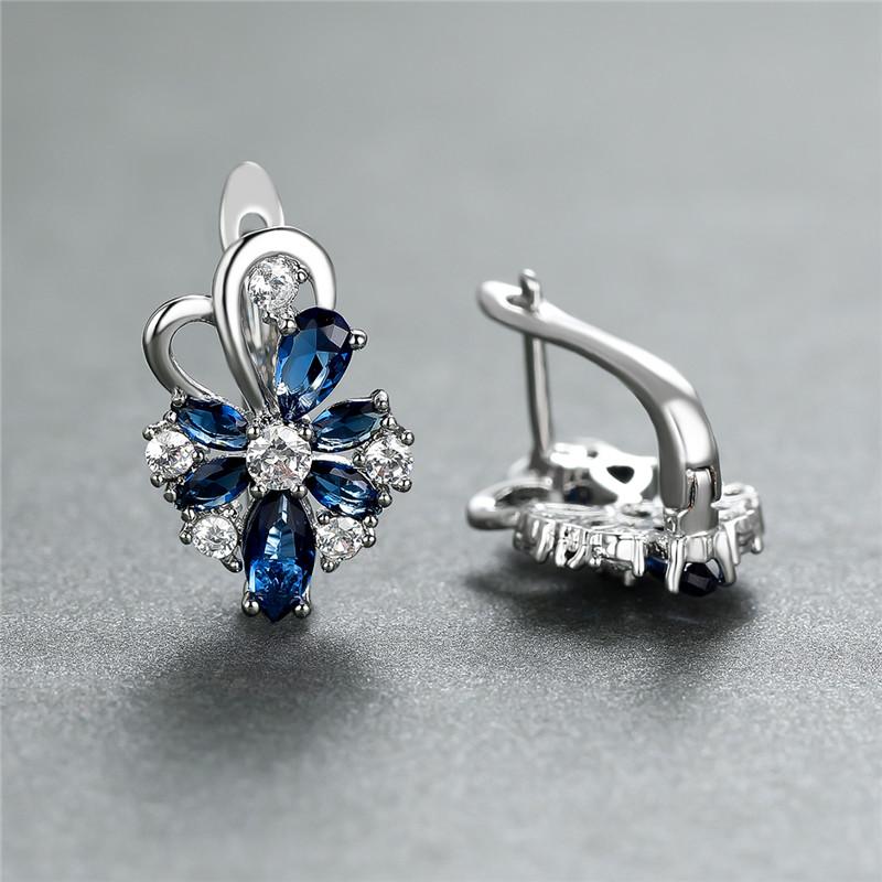 Waterdrop Cut Stone Petal Flower Earrings