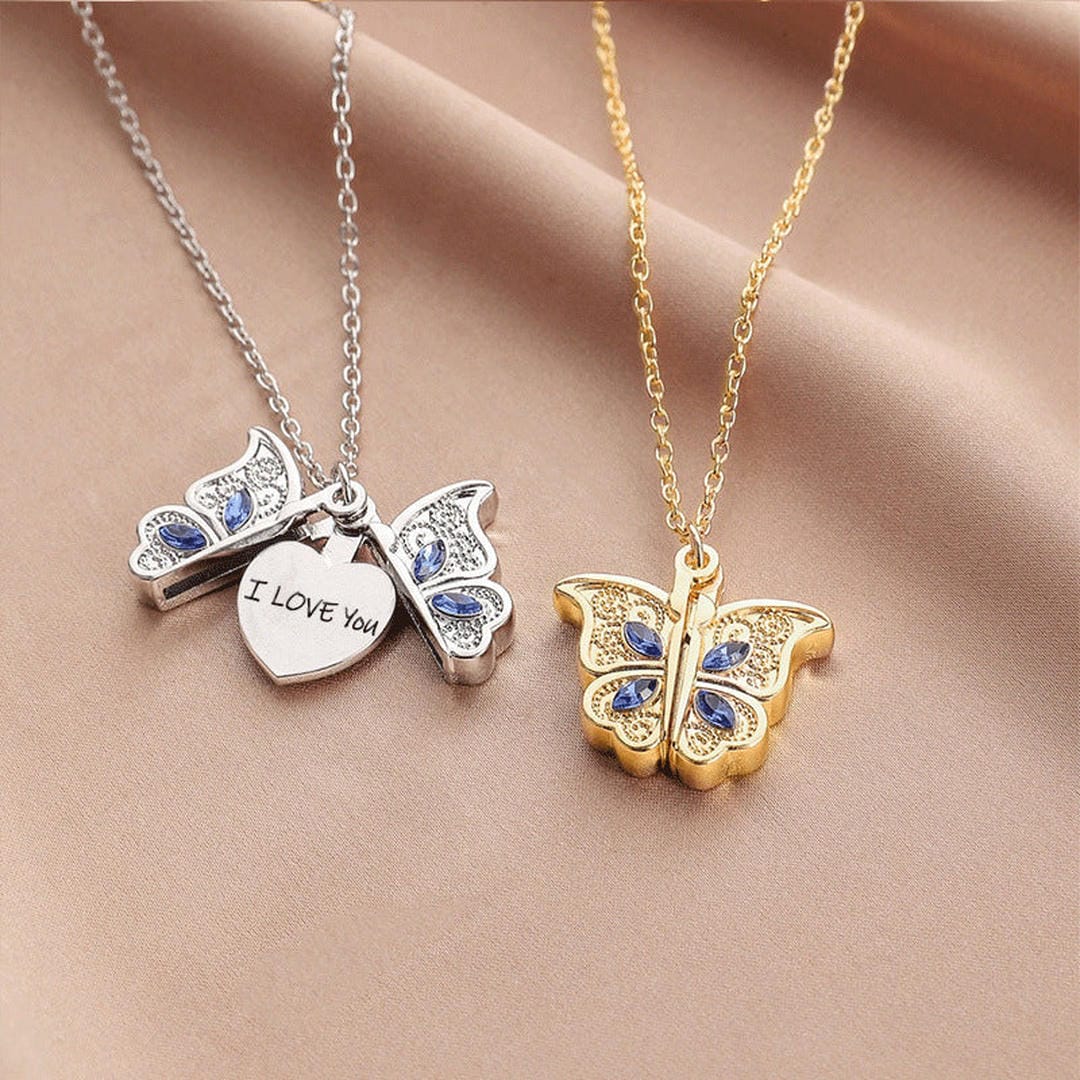 Butterfly Secret Message Pendant Necklace