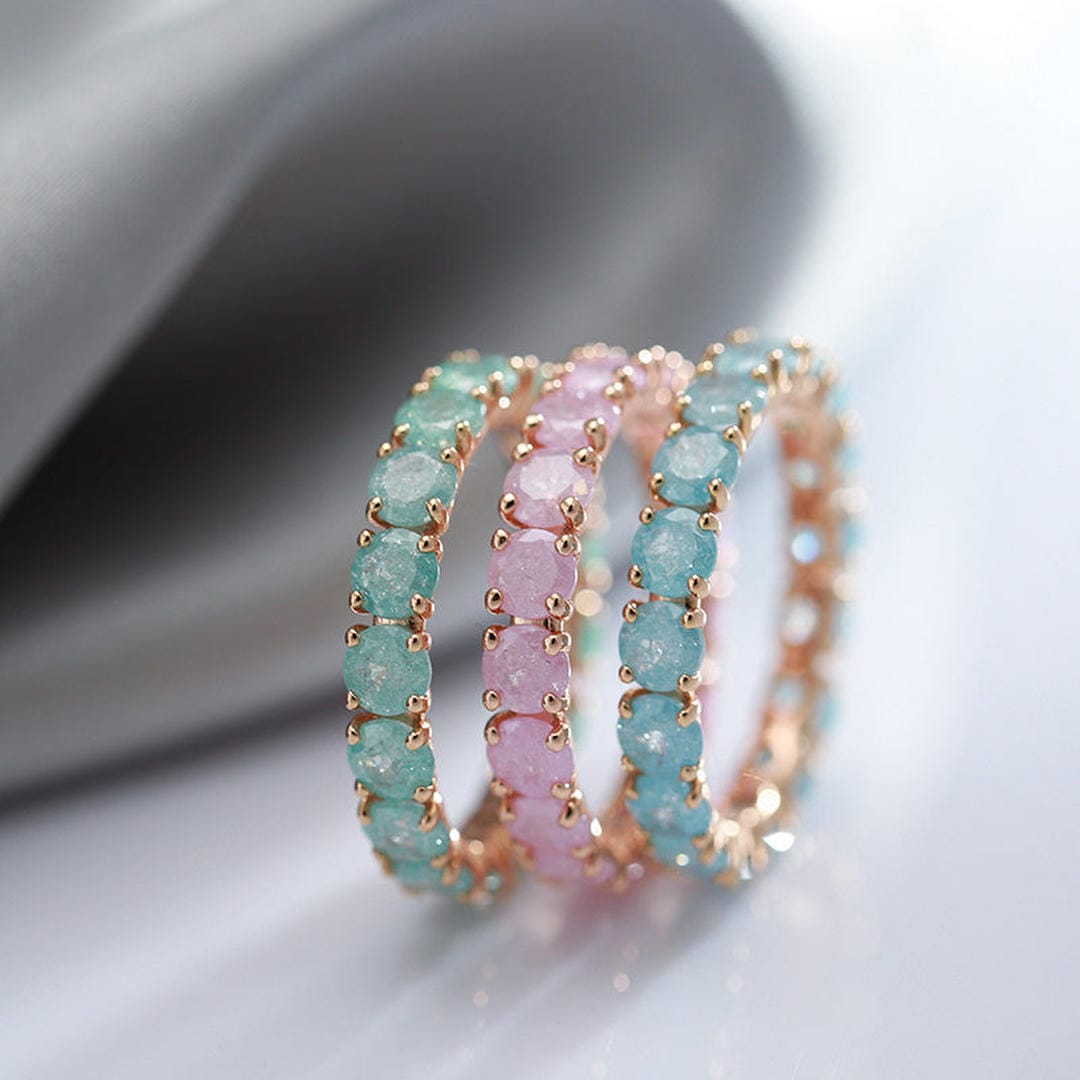 Aqua Crystal Eternity Statement Ring