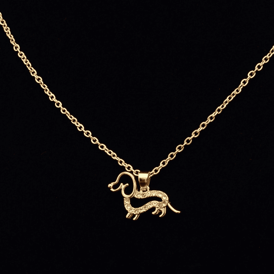 Dachshund Zirconia Pendant Necklace