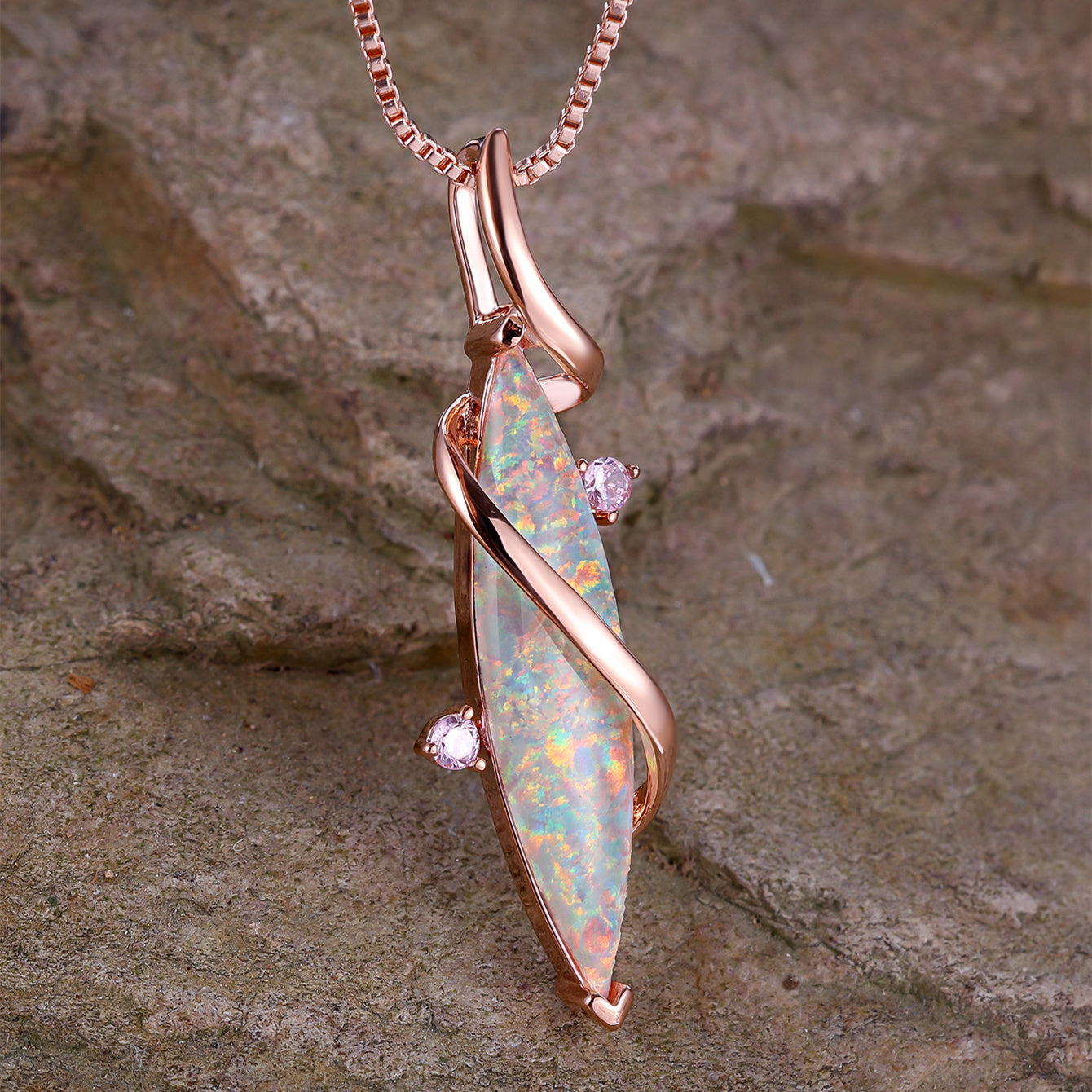 Marquise Cut Opal Necklace