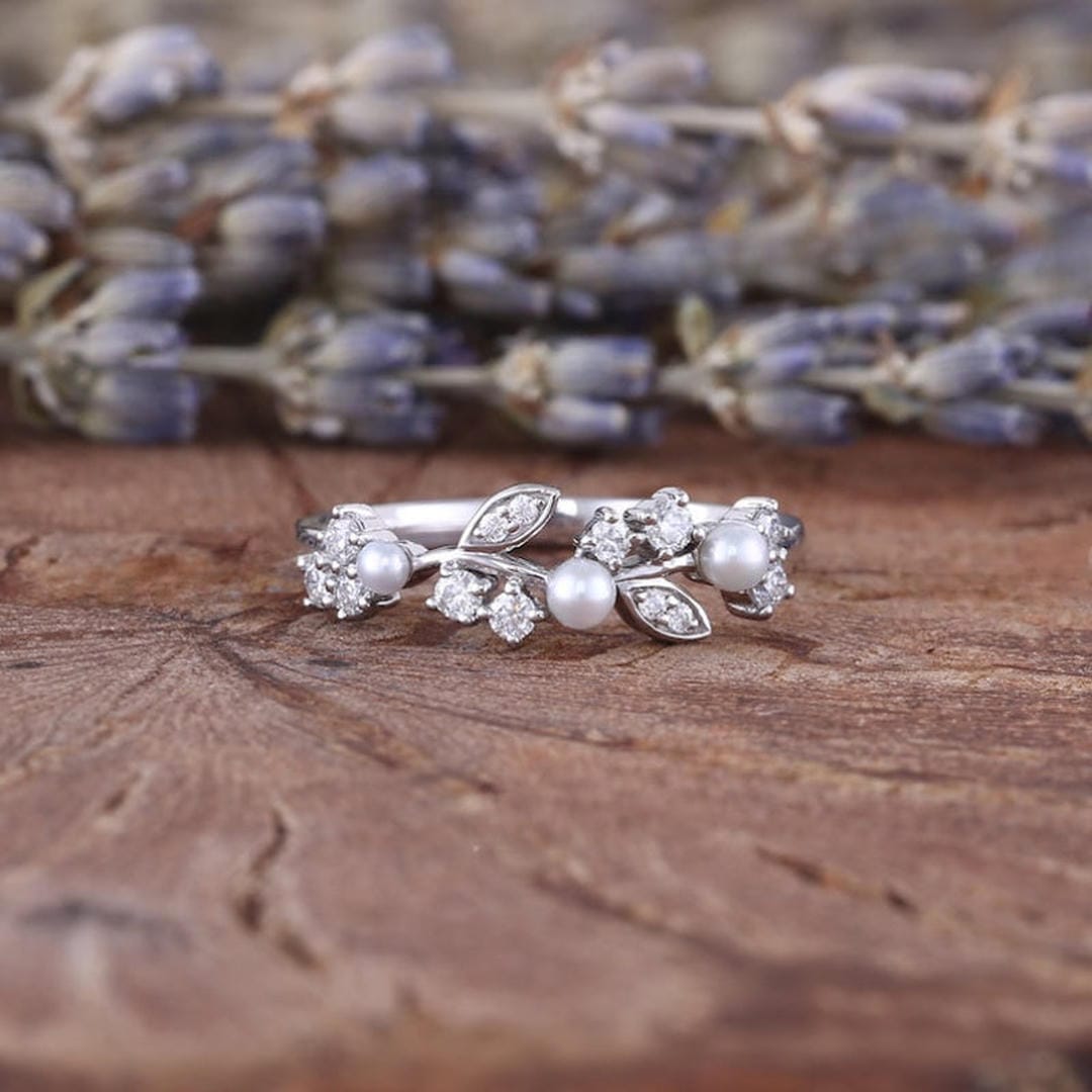 Fresh Water Pearl Blossom Vine Band Ring