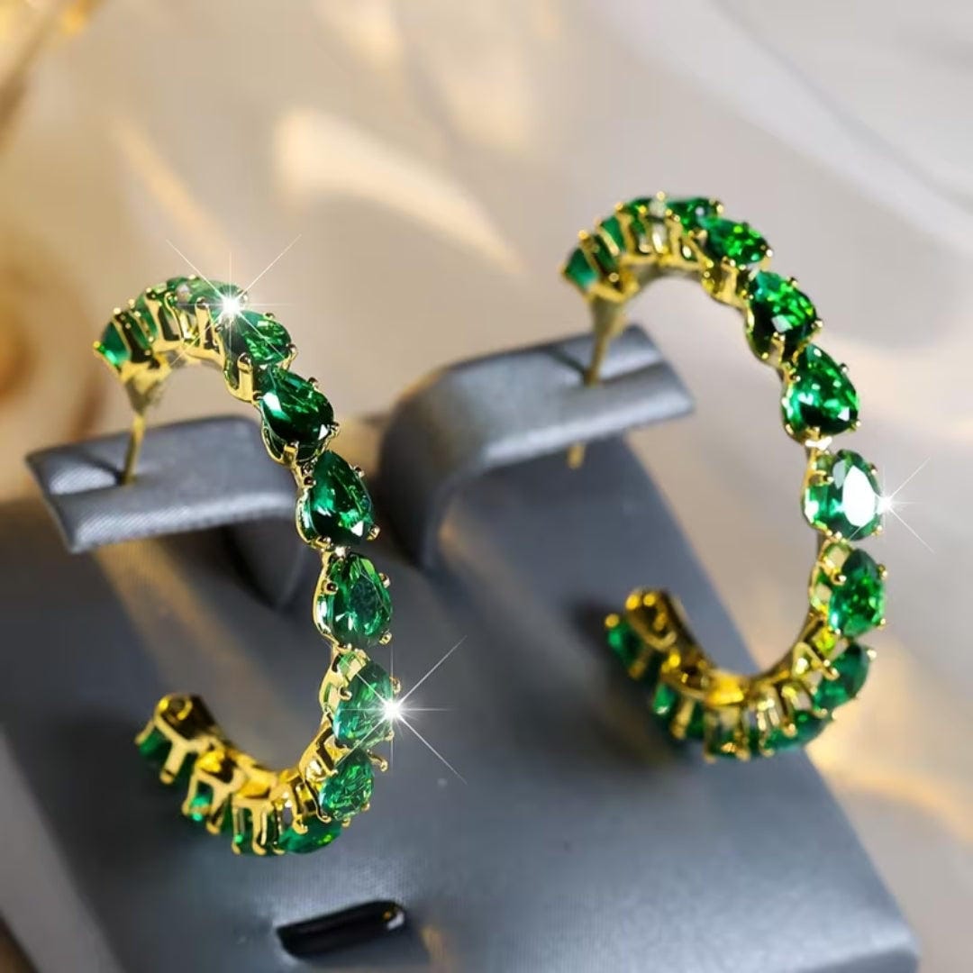Emerald Paved Hoop Earrings