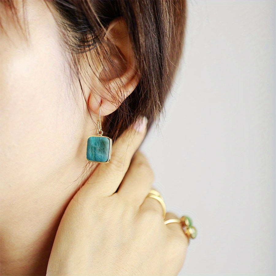 Bohemian Square Turquoise Earrings