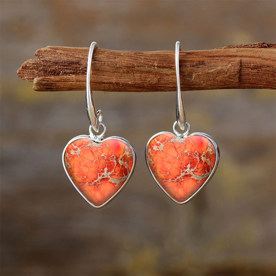 Bohemian Orange Turquoise Drop Earrings