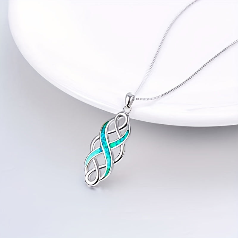Blue Opal Infinity Pendant Necklace