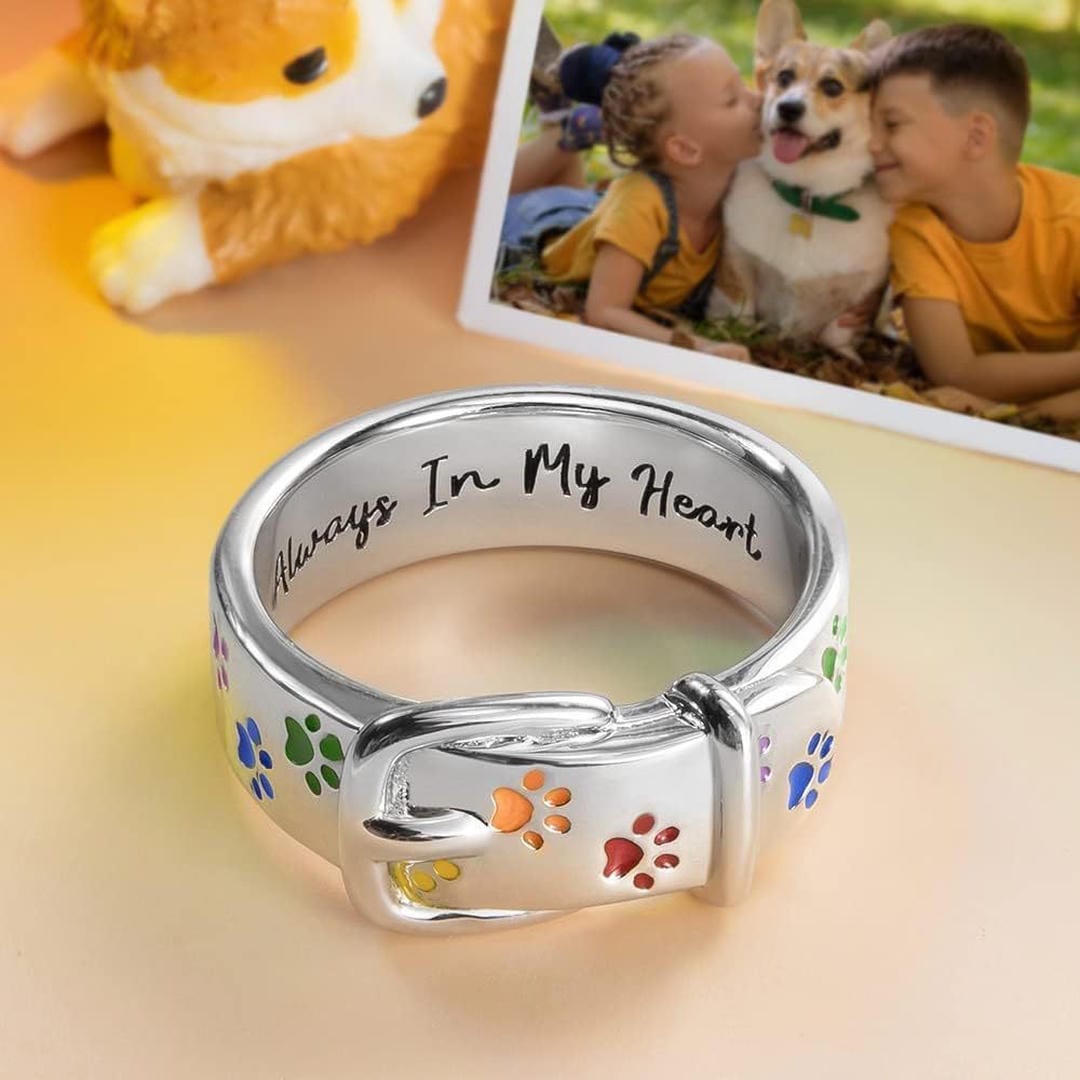 "Always In My Heart" Paw Collar Ring