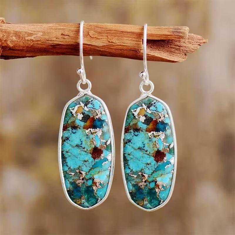 Vintage Boho Elongated Turquoise Earrings