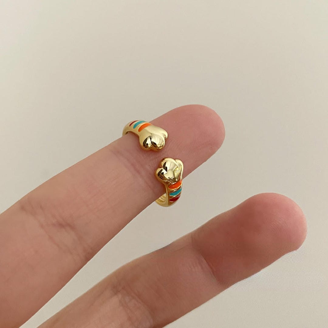 Rainbow Striped Paw Adjustable Ring