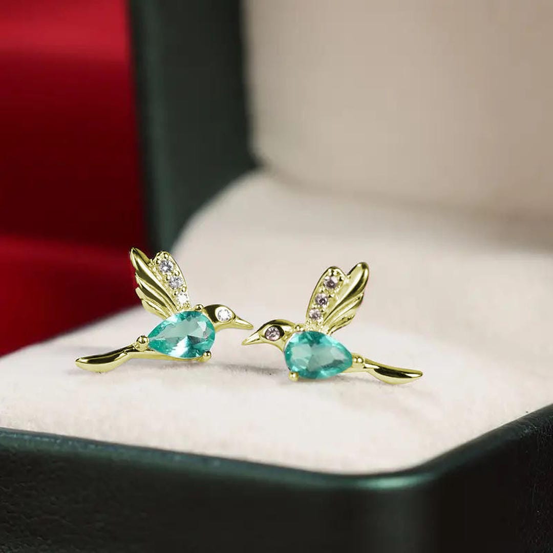 Hummingbird Zirconia Stud Earrings