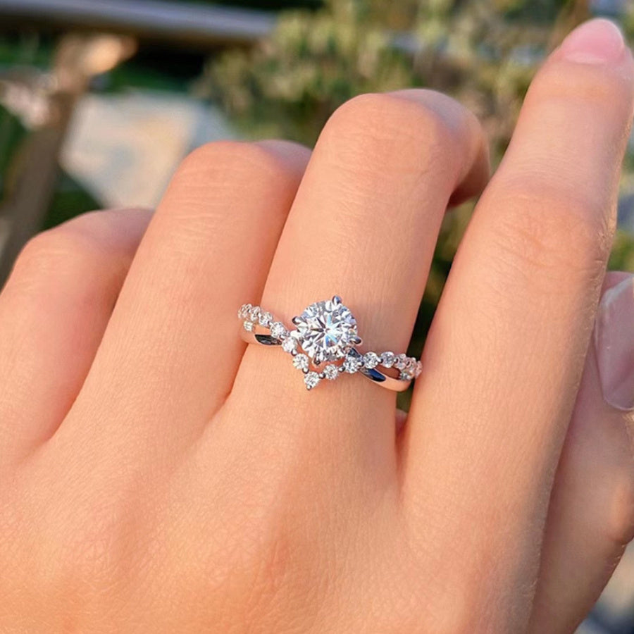 Aurora Vine White Gold Zirconia Ring
