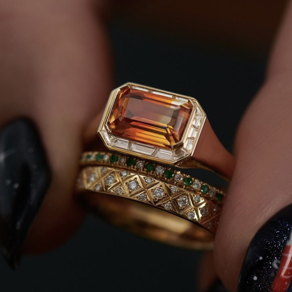 Golden Vintage Three-Piece Ring Set