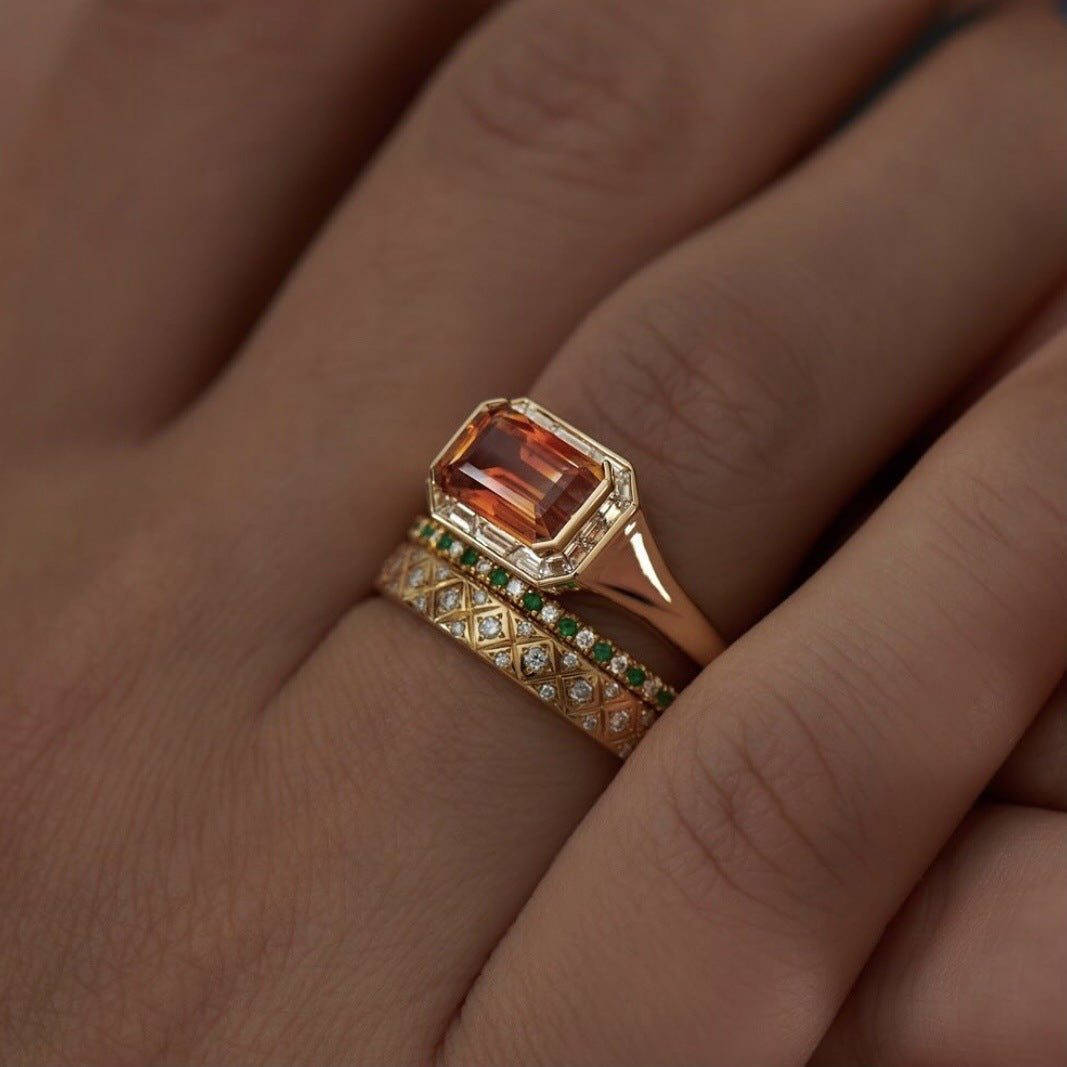 Golden Vintage Three-Piece Ring Set