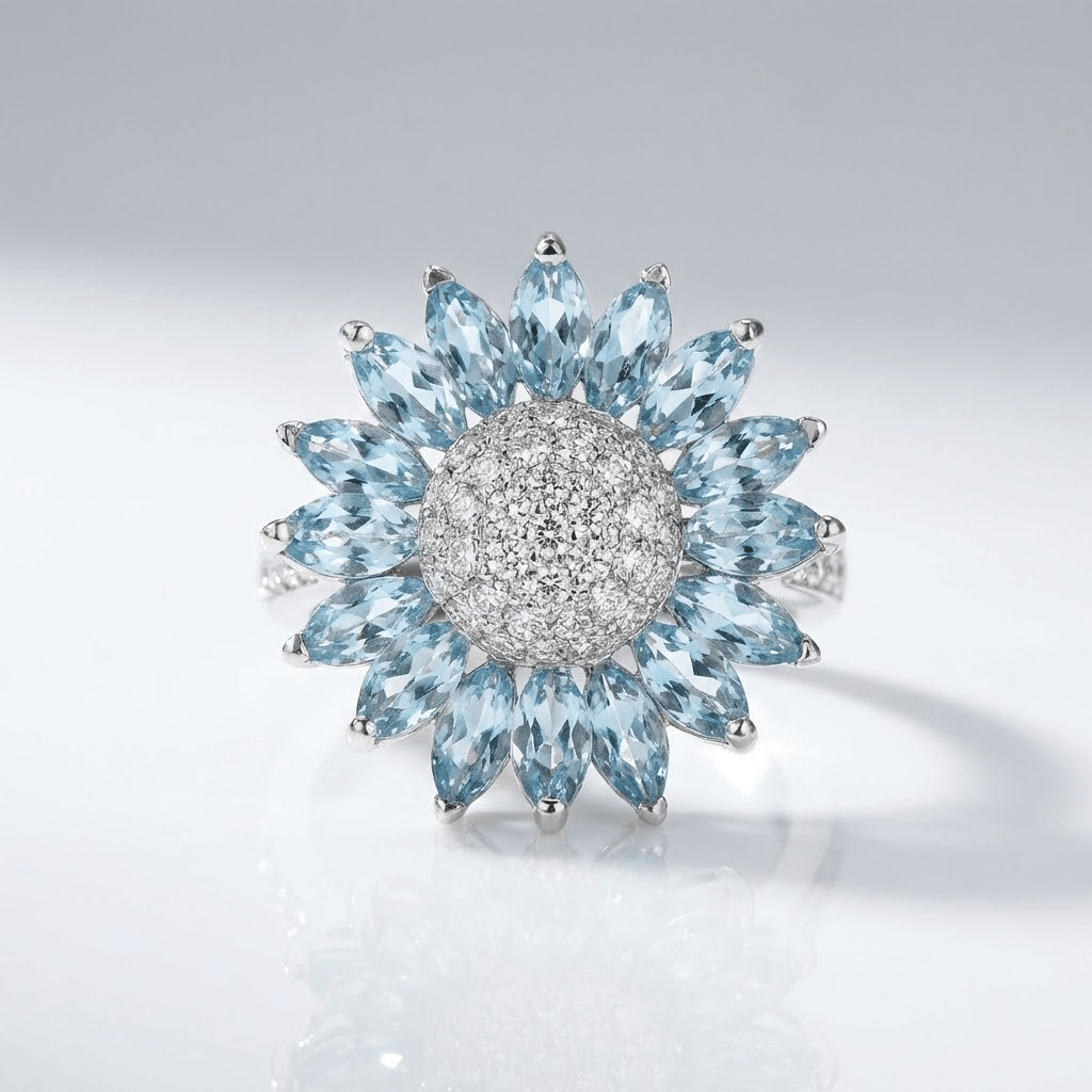 Topaz Flower Silver Ring
