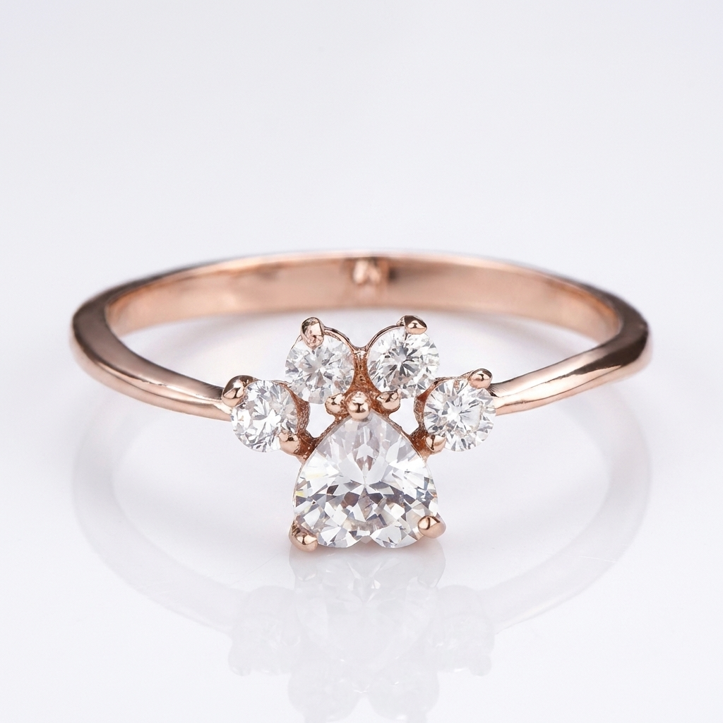 Unique Paw Zirconia Ring