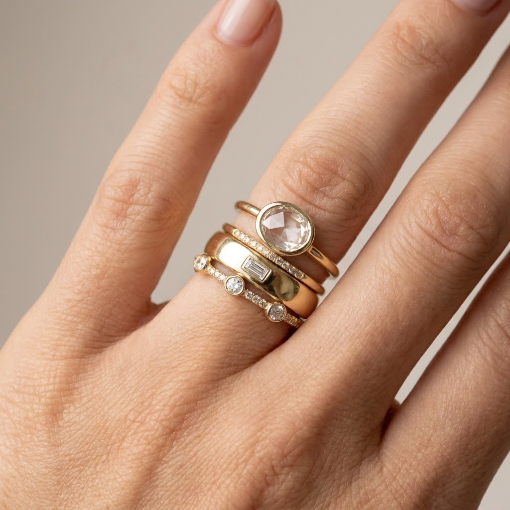 Gold Zirconia Stack Ring