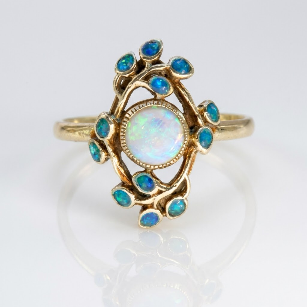 Vintage Opal Flower Ring