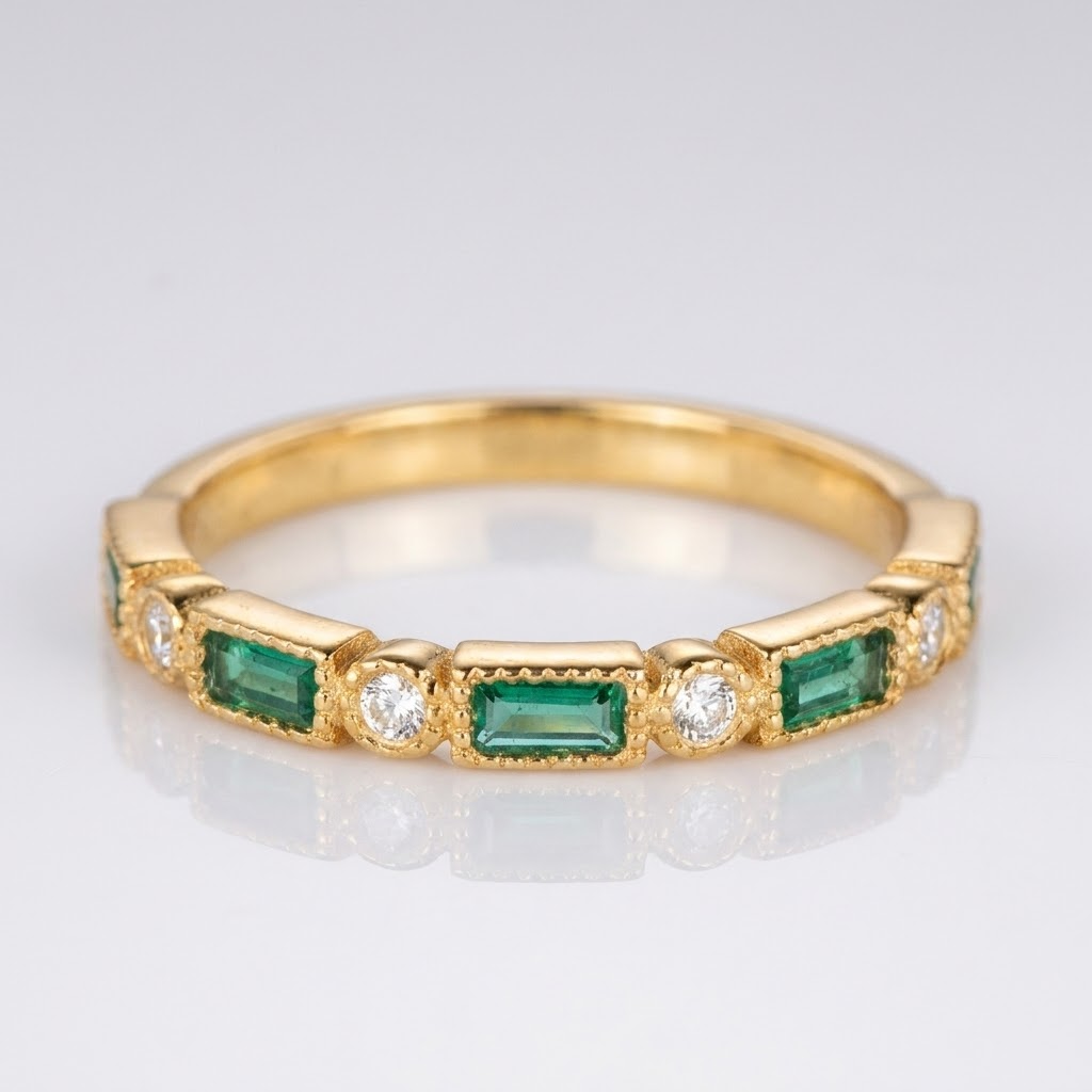 Emerald Style Zirconia Band Ring