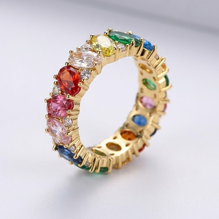 Rainbow Zirconia Band Ring