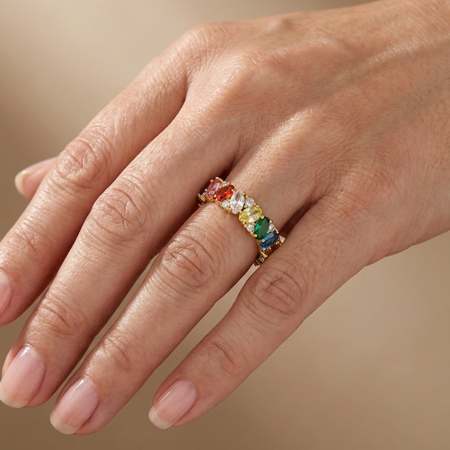 Rainbow Zirconia Band Ring