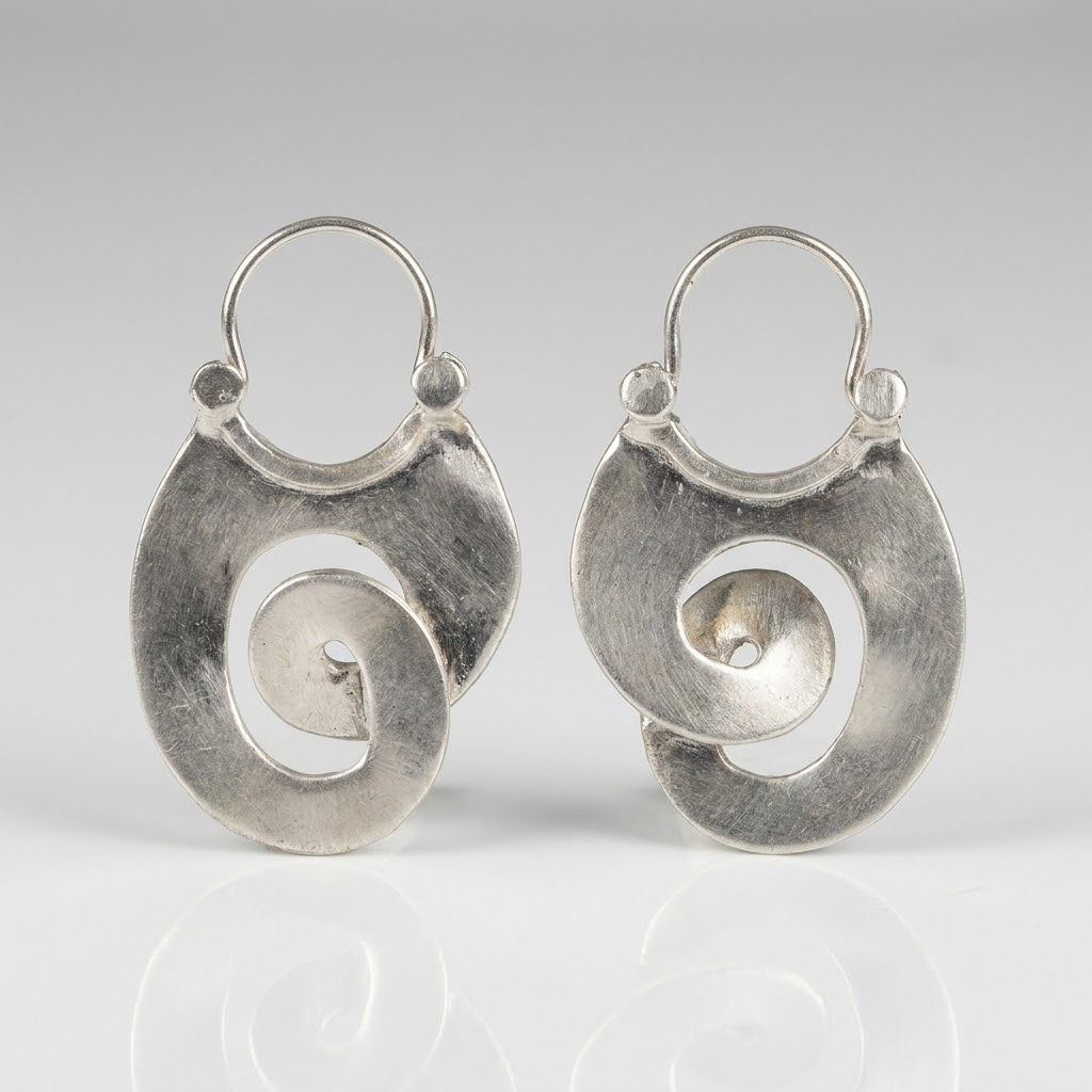 Silver Spiral Vintage Earrings