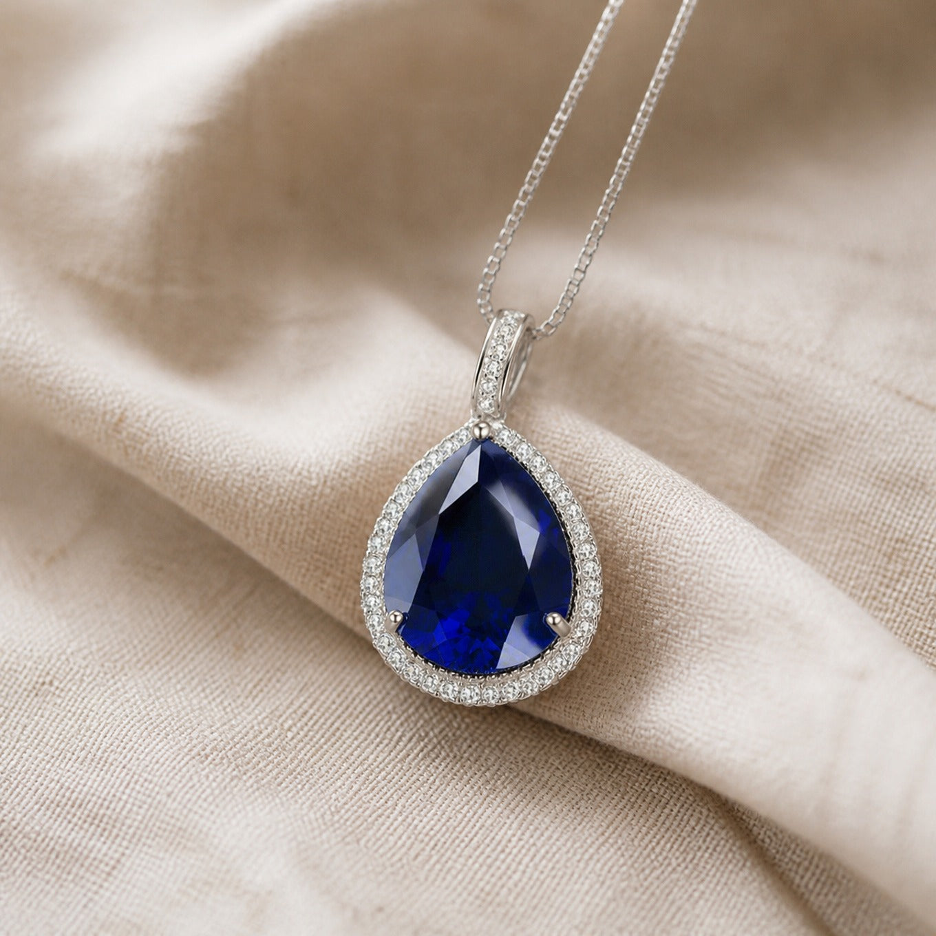 Opulent Sapphire White Gold Necklace