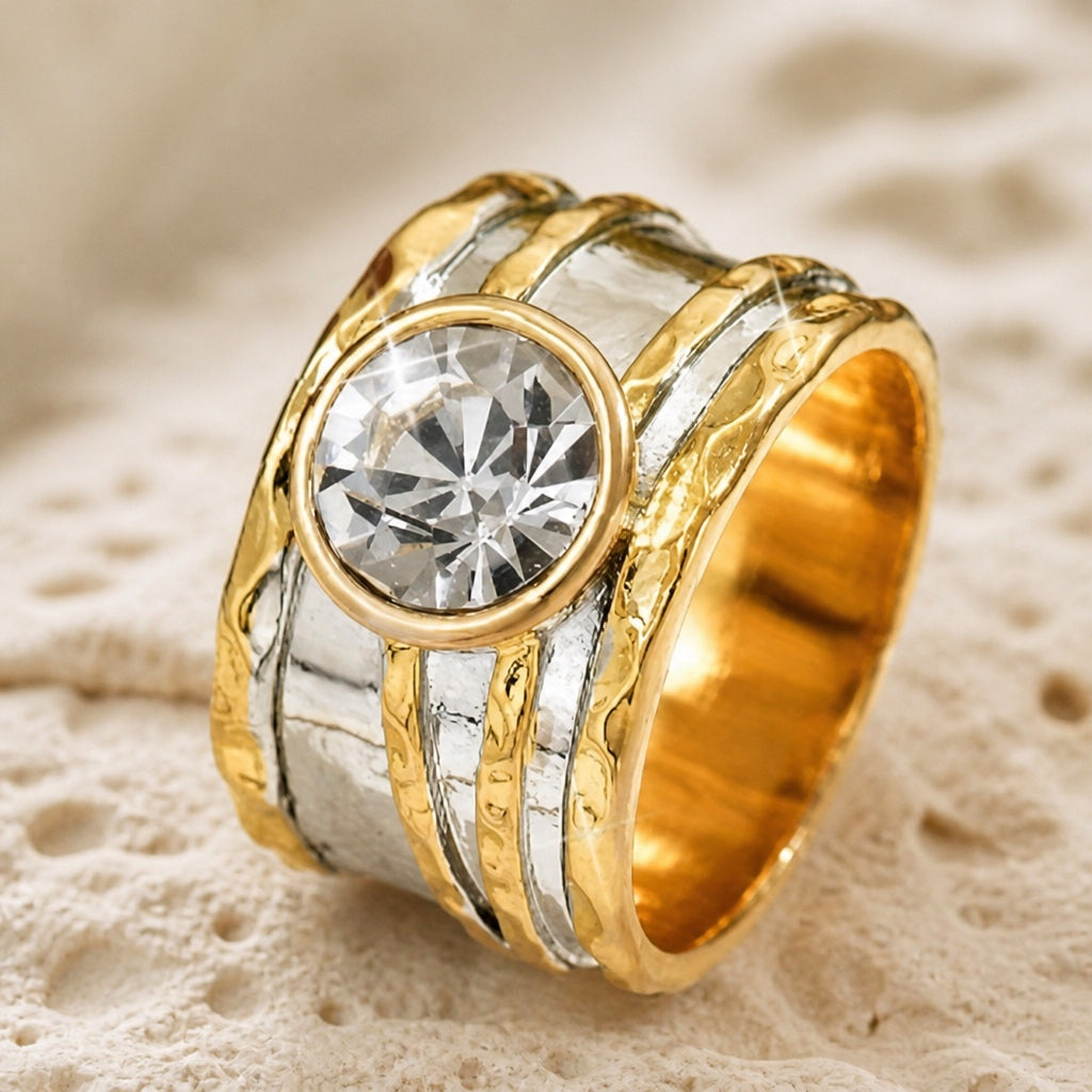 Radiant Two Tone Wide Band Ring