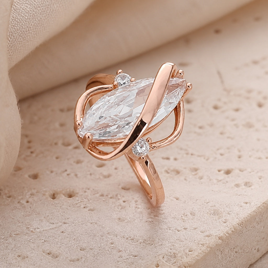 Marquise Crystal Twist Ring