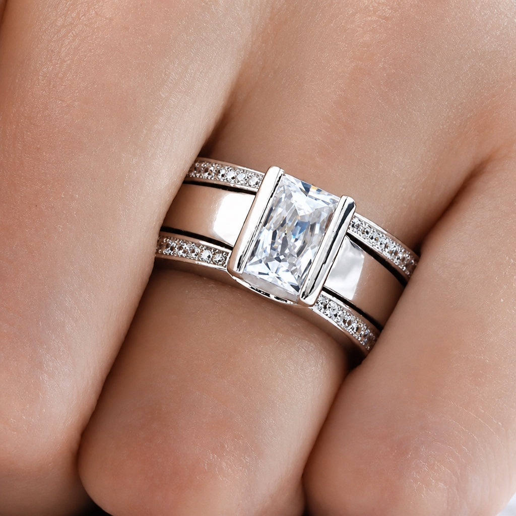 White Gold Glass Halo Ring