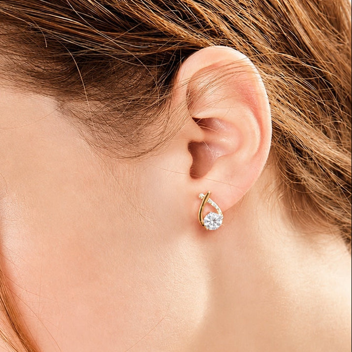 Golden Cross Zirconia Stud Earrings