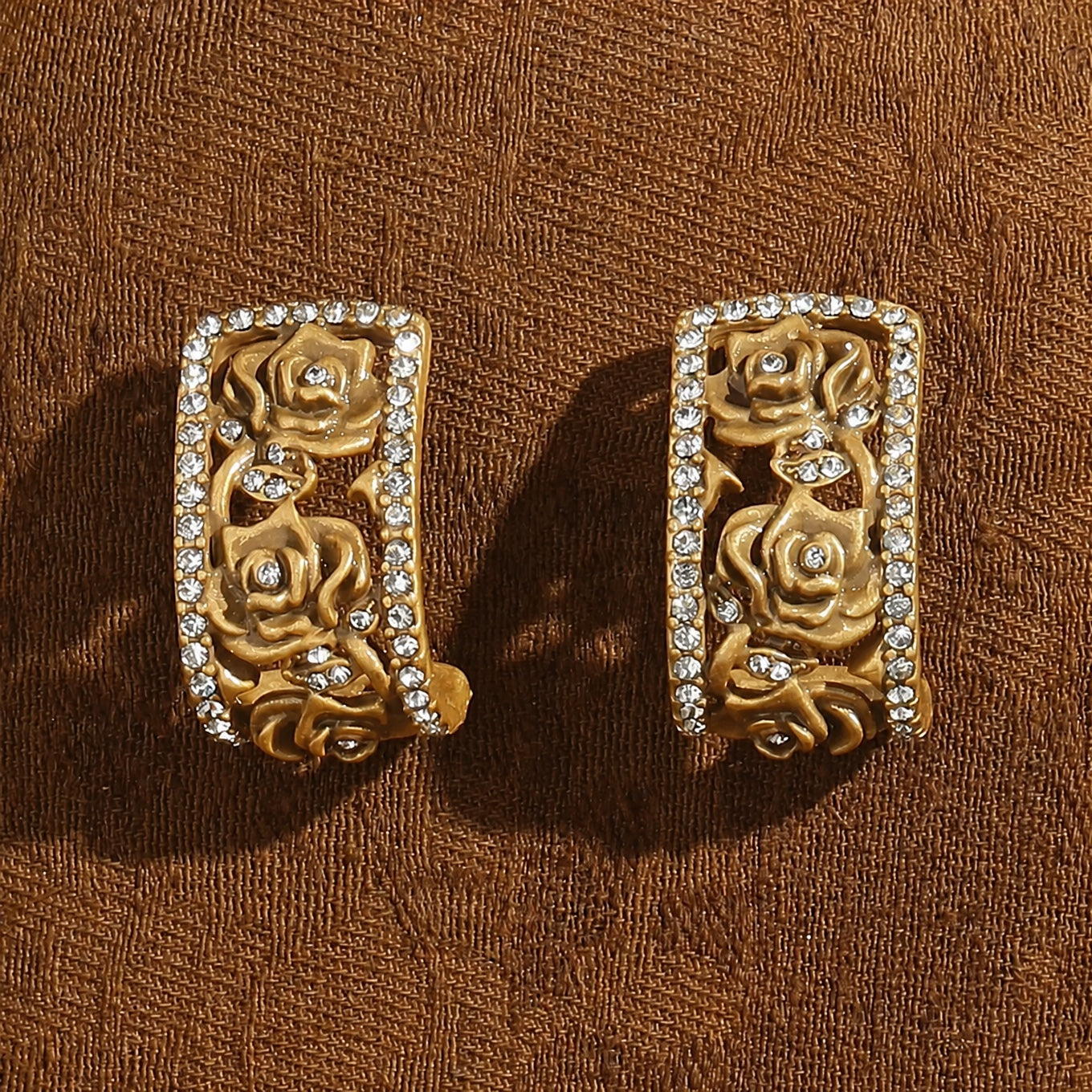 Luxe Rose Pave Crystal Earrings
