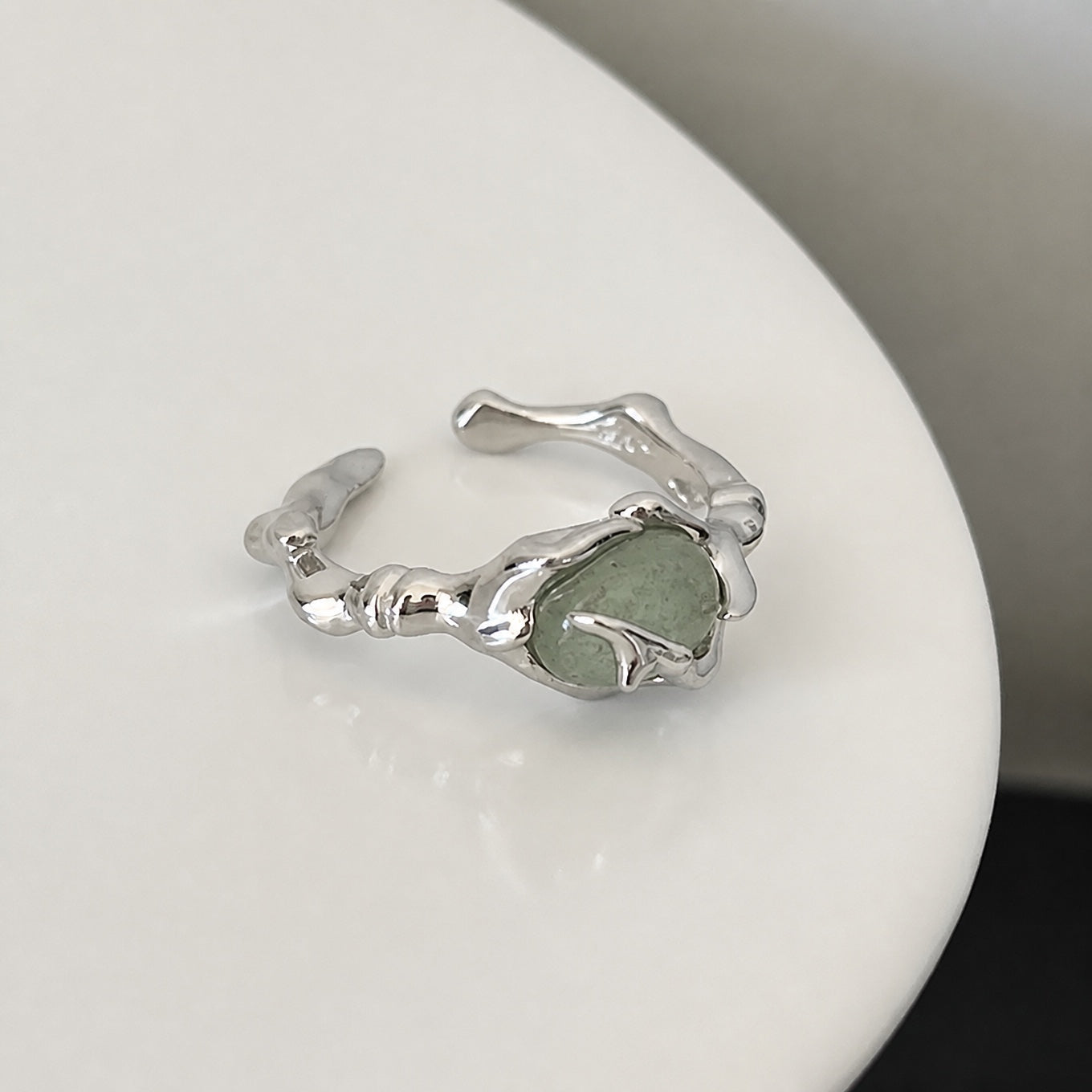 Irregular Liquid Lava Jade Ring