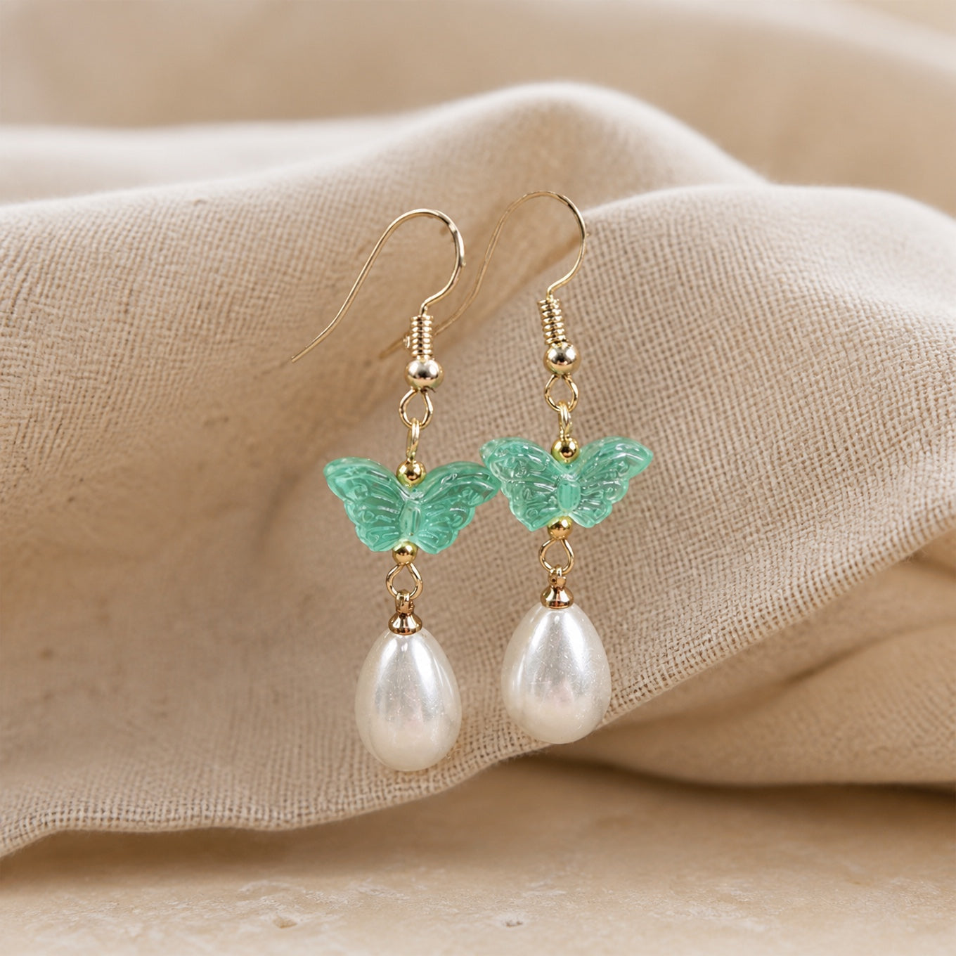 Ethereal Butterfly Pearl Drop Earrings