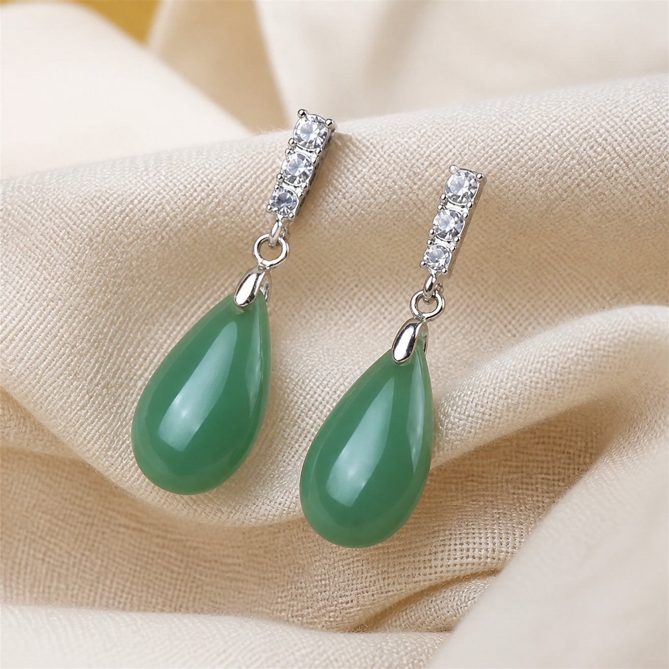 Shimmering Jade Drop Earrings