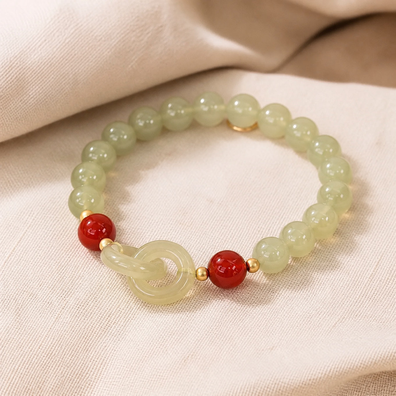 Infinity Jade Beads Charm Bracelet