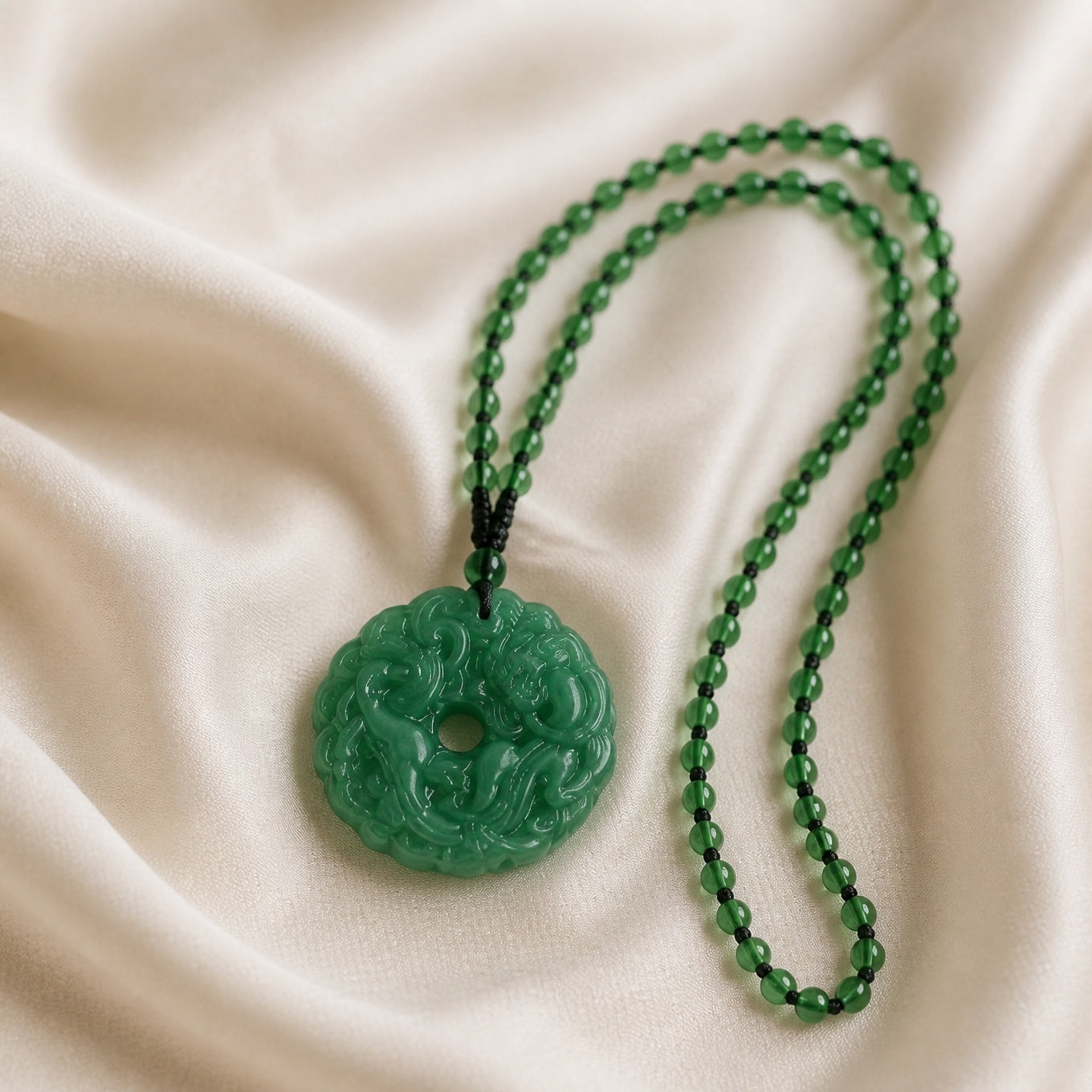 Irregular Jade Dragon Hollow Necklace