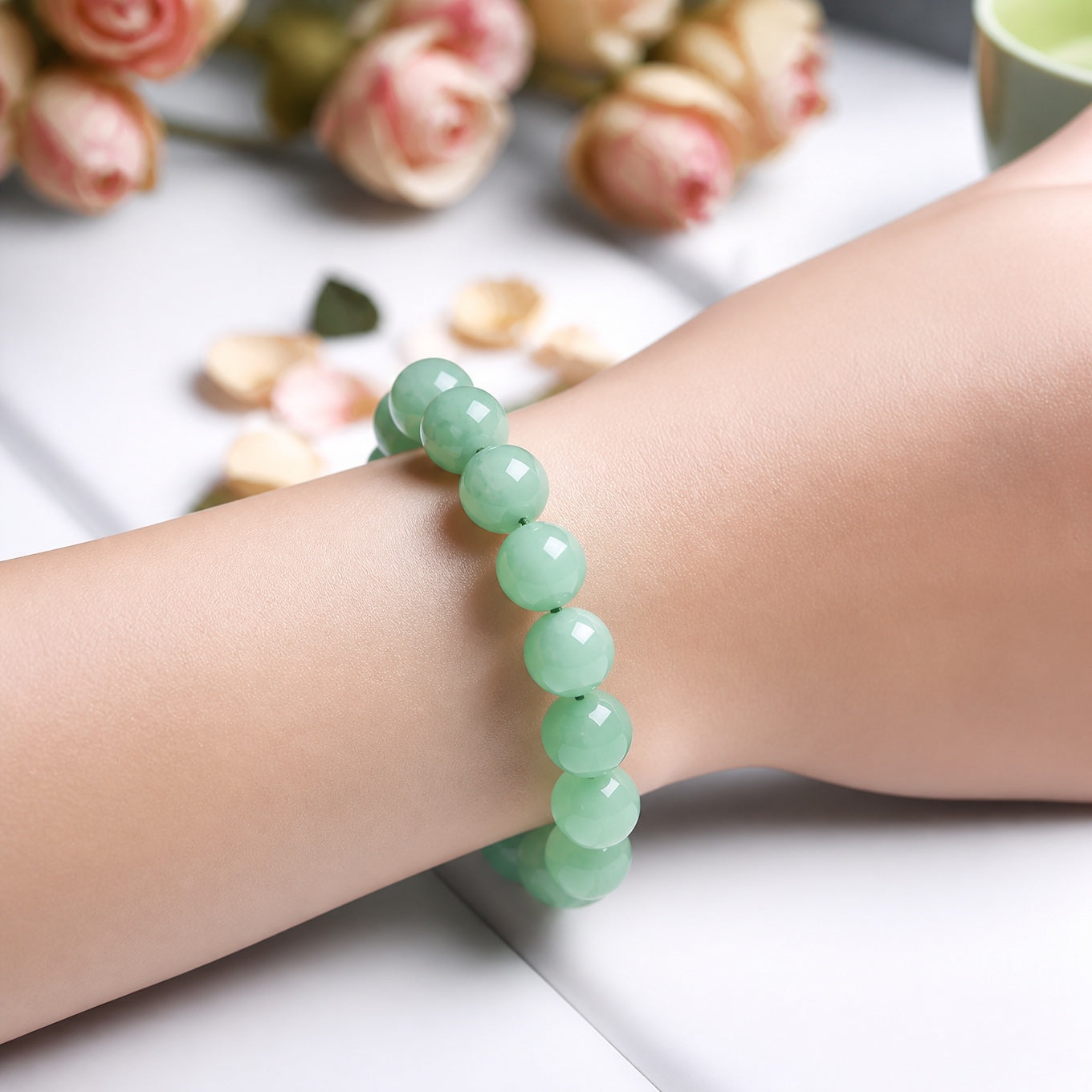 Myanmar Jade Stone Beaded Bracelet