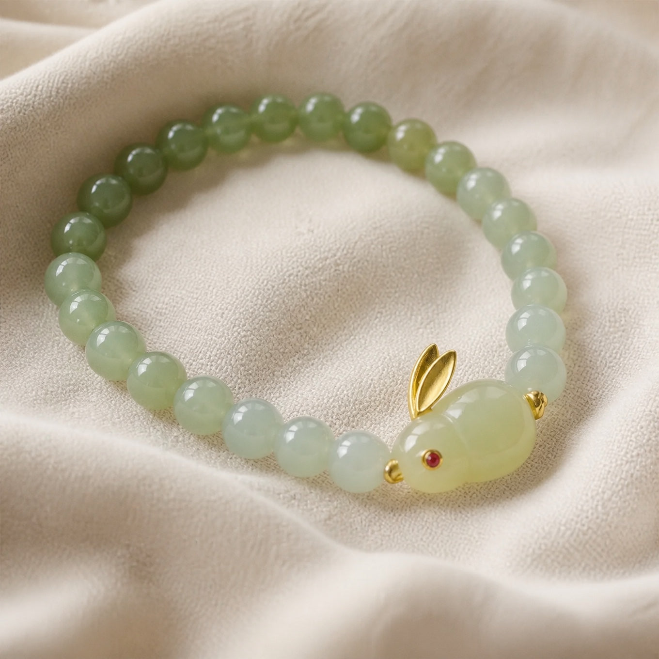 Exquisite Rabbit Jade Beaded Bracelet