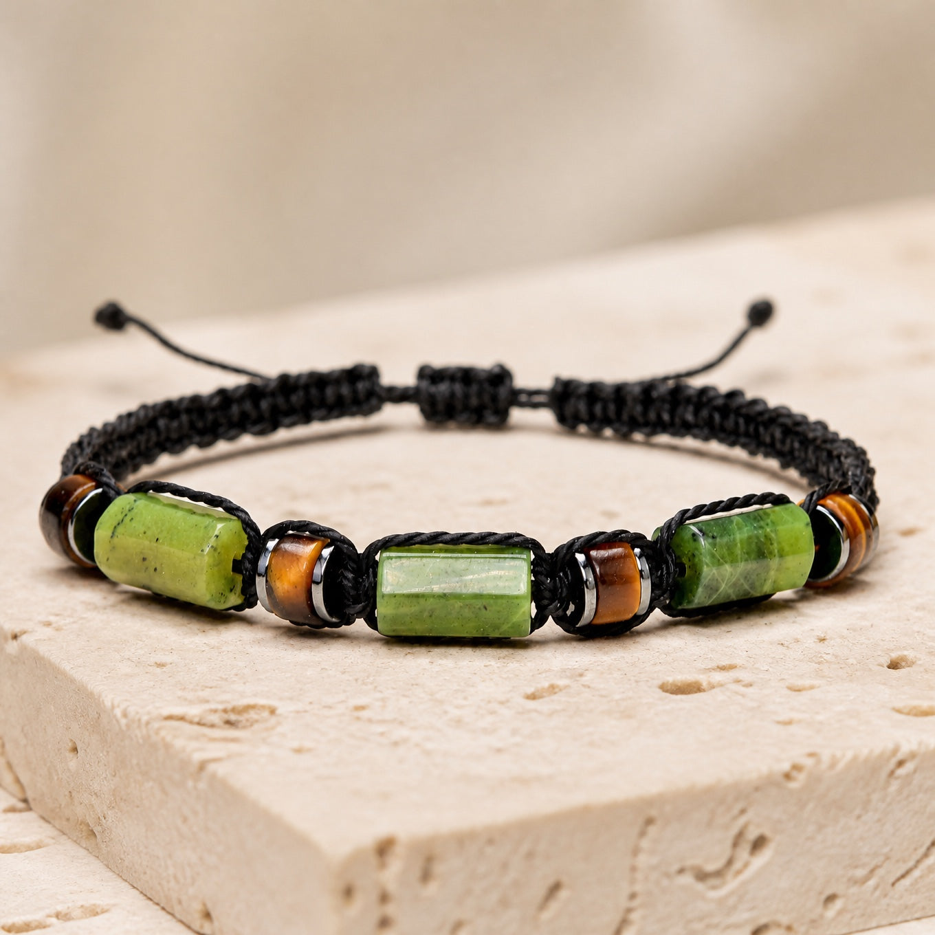 Bohemian Tiger's Eye Jade Bead Bracelet