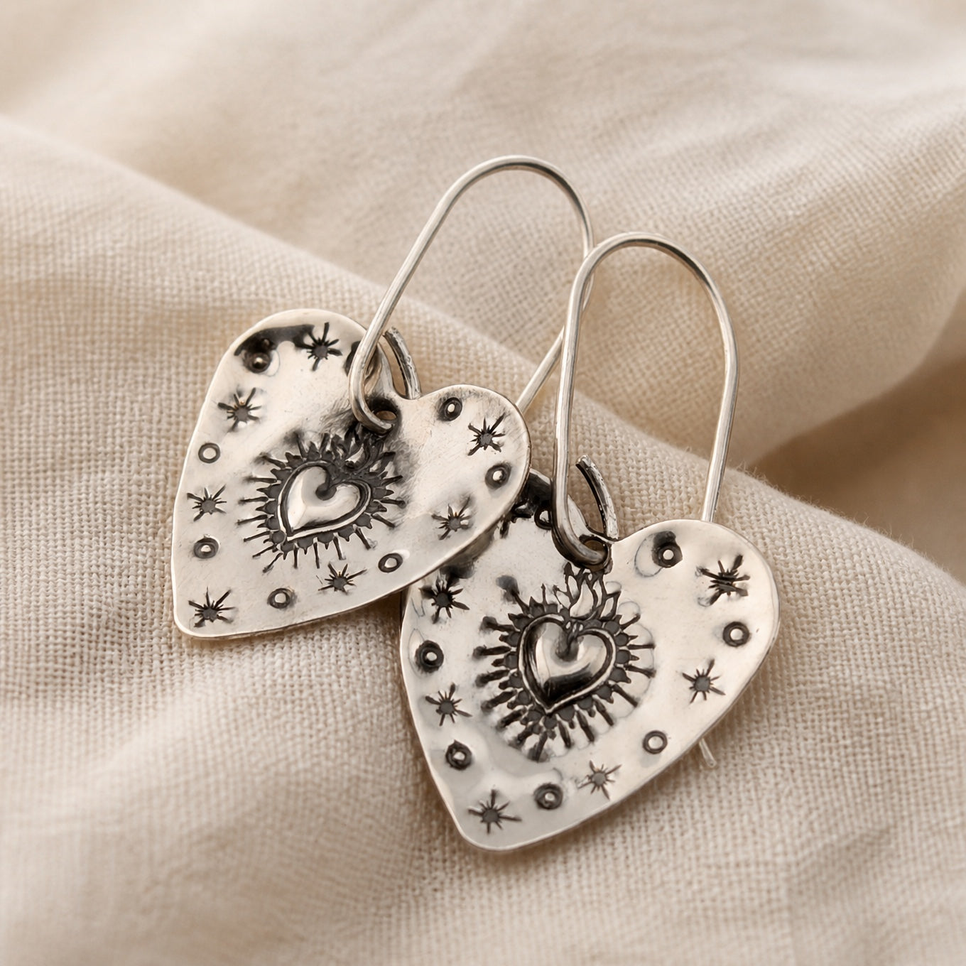 Sacred Heart Stamped Earrings