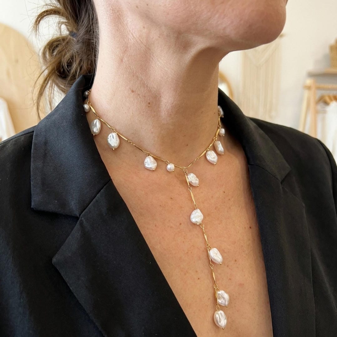 Pearl Cascade Y-Lariat Necklace