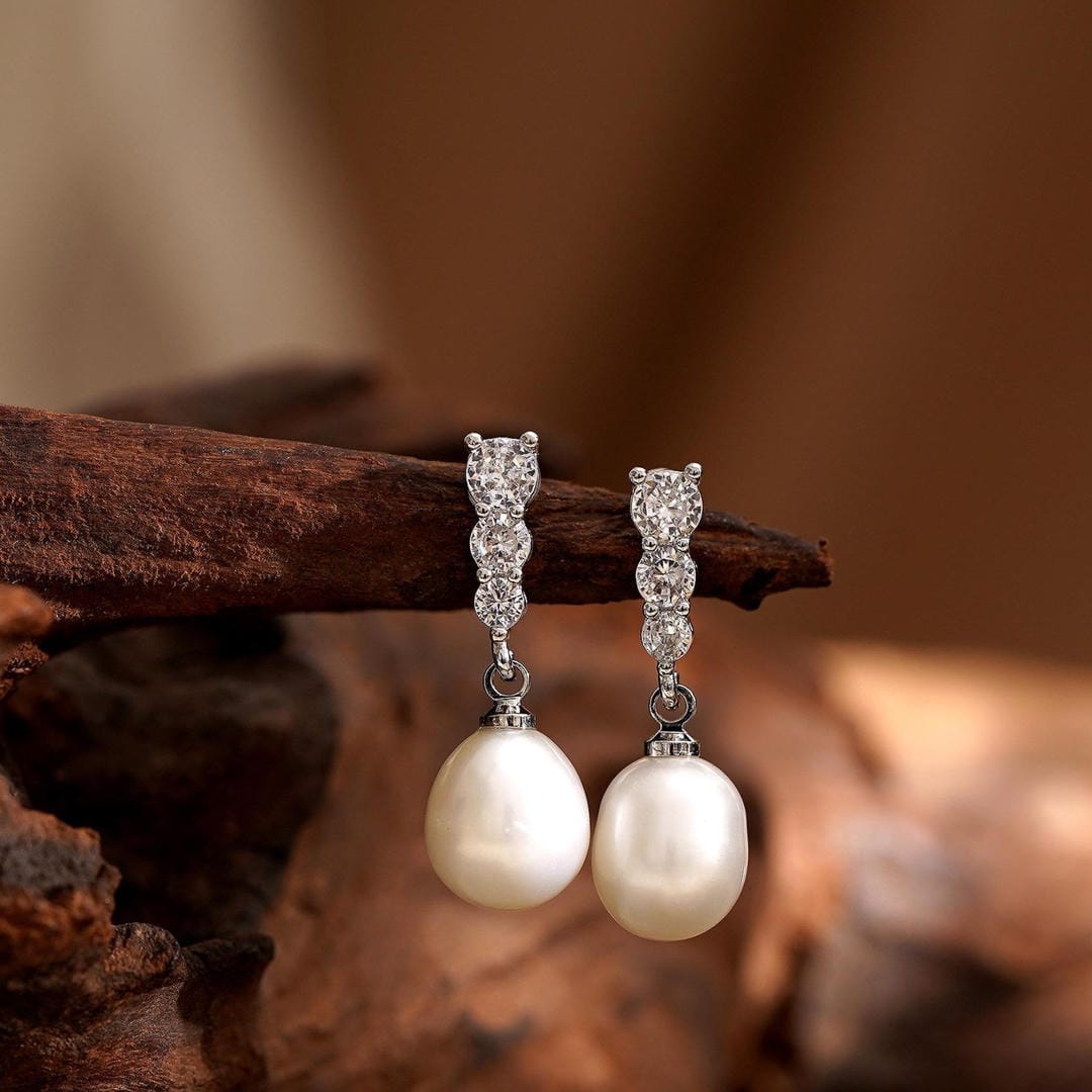 Pearl Drop Trio Sparkle Studs