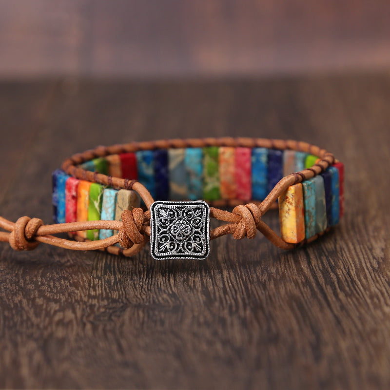 Rustic Jasper Leather Bracelet