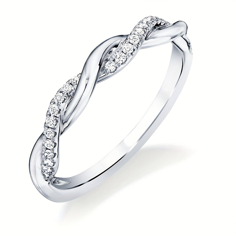 Trendy Inlay Zirconia Twist Eternity Ring